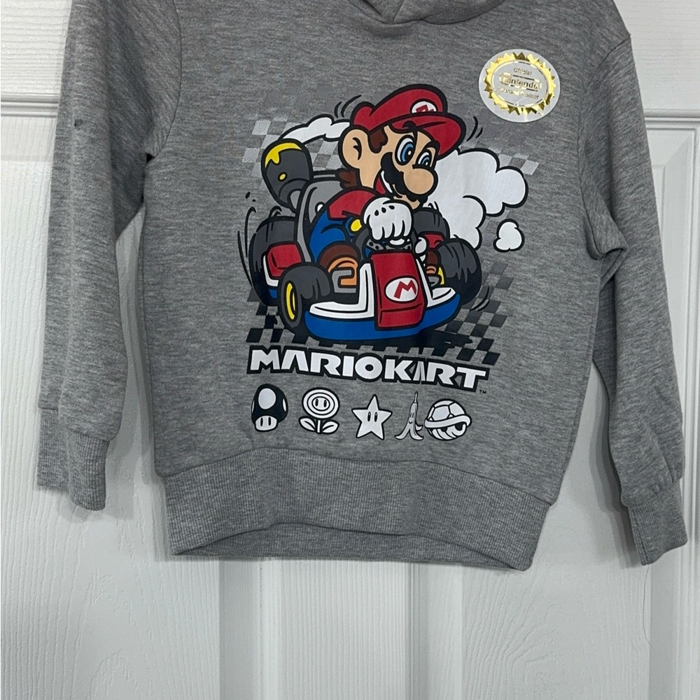 Nintendo Mario Kart Kids Hoodie - Gray with Red Accents